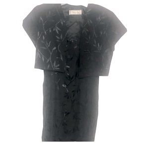 🌞 Christy Lyn Vintage 80s 2-piece Black jacket & tank mini dress women 12P